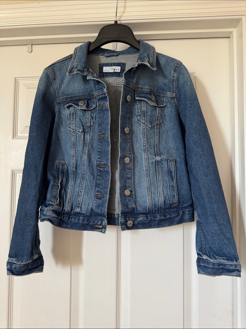 LOFT Medium Blue Denim Jacket with Button Front